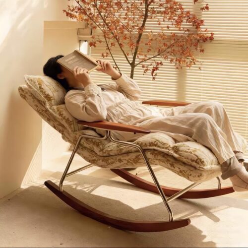 Vintage Lazy Rocking Chair, Foldable Adjustable Recliner - Living room furniture - QONKA HOME