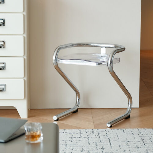 S Shape Cantilever Dining Chair Eco-Friendly PC Seat Chrome Metal Frame Simple Stackable Side Chair for Home Restaurant - ...