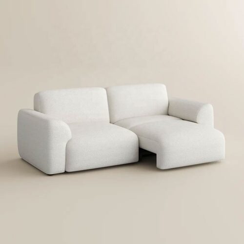 Electric Reclining Cream Textured Cloud Sofa - Sofa - QONKA HOME