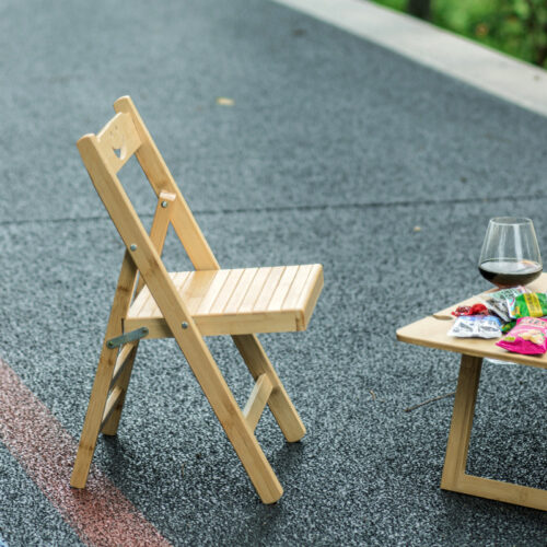 Natural Nan Bamboo Folding Chair Smiley Hollow Backrest Portable Solid Bamboo Side Chair Indoor Outdoor Dining Stool - Din...