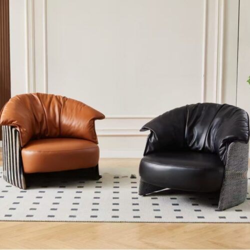 Nordic-style Single Armchair, Leather Sofa - Living room furniture - QONKA HOME