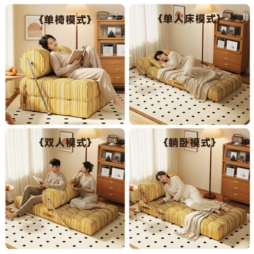 French Vintage Striped Fabric with Loops, Single-Seater Sofa - Bedroom furniture - QONKA HOME