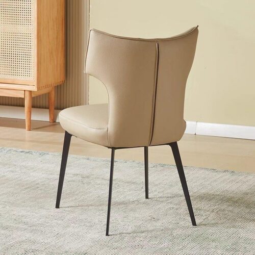 Modern Wingback Dining Chair Cat‑Scratch‑Resistant Faux Leather Upholstered Side Chair with Black Metal Legs for Home ...