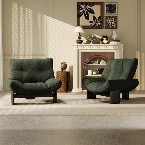 Wabi-Sabi-Style Vintage Solid Wood Single Sofa Chair - Living room furniture - QONKA HOME