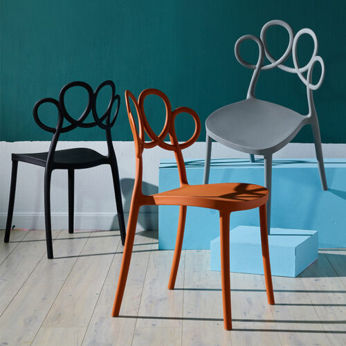 Creative Hollow Flower Back Plastic Dining Chair Stackable Modern Side Chair Multi‑Color Optional for Home Cafe - Dining...
