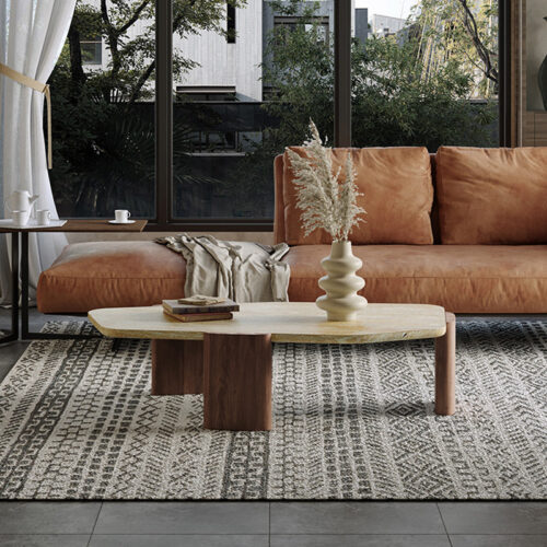 Irregular‑Shaped Rectangular Natural Travertine Coffee Table - Coffee table - QONKA HOME