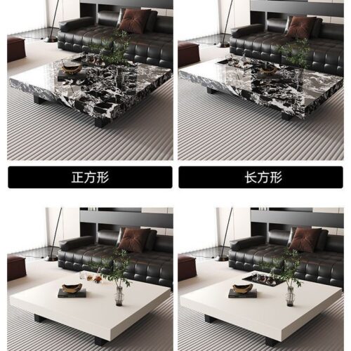 Italian Minimalist Sintered Stone Coffee Table, Rectangle & Square - Coffee table - QONKA HOME