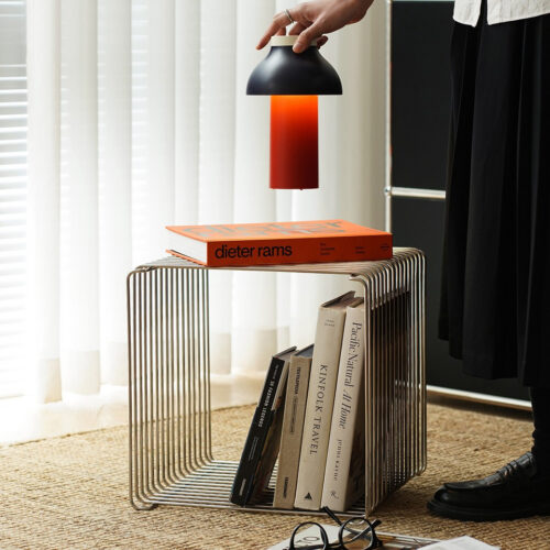 Minimalist Stainless Steel Wire Side Table Open Storage Square Accent End Table - Bedside table - QONKA HOME