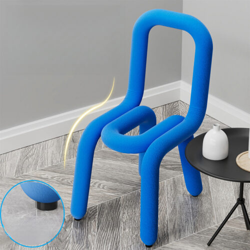 Creative Curved Tube Dining Chair Cashmere Fabric High Resilience Sponge Metal Frame Accent Chair - Dining chair - QONKA HOME