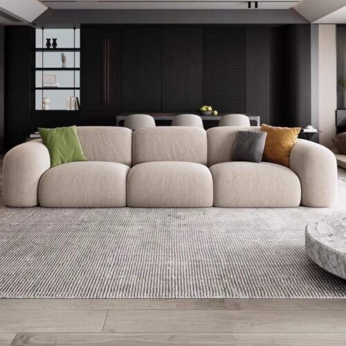 Luxury Fabric Sofa with Sponge Filled Cushions for Living Room Small Apartment Straight Row Design - Sofa - QONKA HOME
