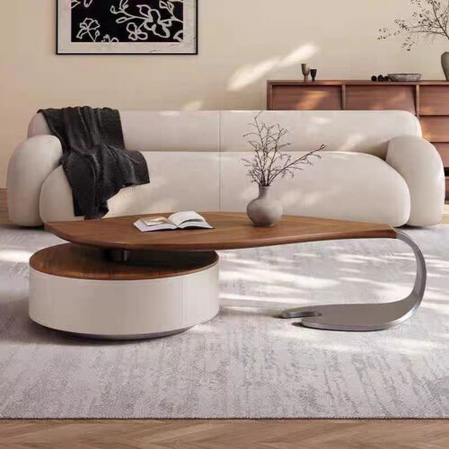 Leaf‑Shape Creative Wooden Coffee Table - Coffee table - QONKA HOME