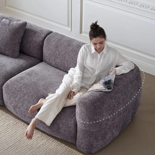 Purple Fabric 2-3 Seater Square Sectional Sofa With Cloud Comfortable Cushions - Sofa - QONKA HOME
