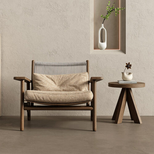 Wabi Sabi Solid Wood Accent Chair - Living room furniture - QONKA HOME