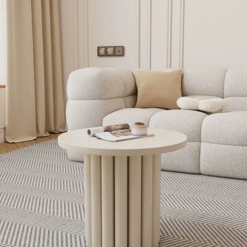 Nordic Minimalist Off-White Round Coffee Table Set - Coffee table - QONKA HOME
