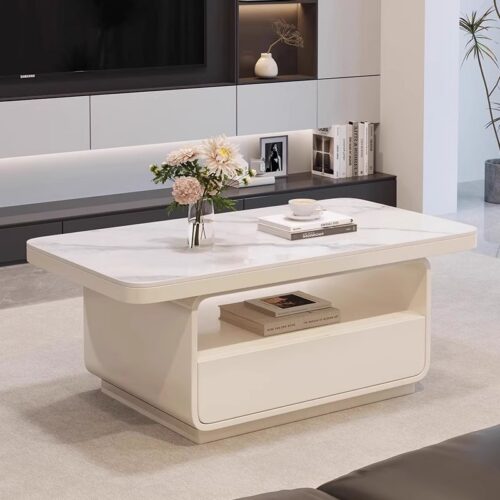 Two-tone Wood Top Storage Coffee Table With Drawer - Coffee table - QONKA HOME