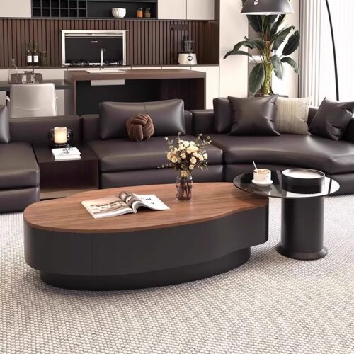 Walnut veneer Coffee Table Set With Storage Drawer - Coffee table - QONKA HOME