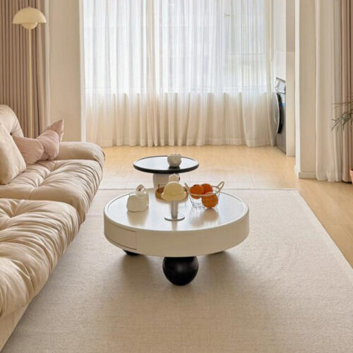 Cartoon Ball Leg Nesting Coffee Table Set  Creative Ghost Shape Side Table - Coffee table - QONKA HOME
