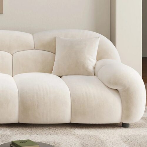 Cream White Boucle Cloud Curved Modular Sofa - Sofa - QONKA HOME