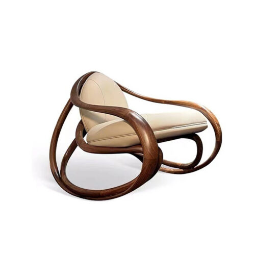 Mid‑century style solid wood rocking recliner armchair - Living room furniture - QONKA HOME