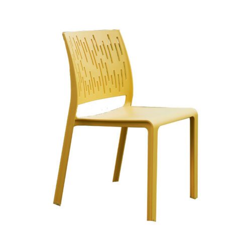Integrated Molding Plastic Dining Chair Vertical Hollow Cutout Backrest Stackable Outdoor Side Chair for Patio Cafe Home -...