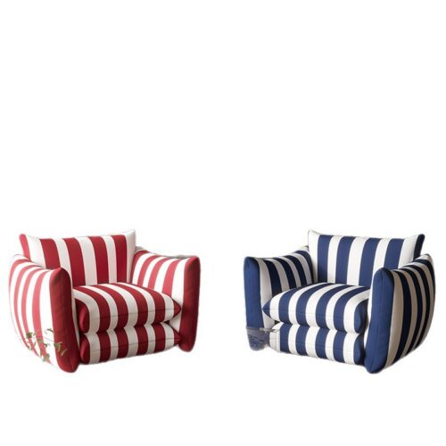 American red and white striped single sofa - Living room furniture - QONKA HOME
