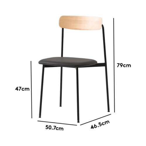 Dining Chair With Solid Wood Backrest Chrome Plated Metal Legs PU Padded Seat Modern Minimalist Side Chair For Kitchen Caf...
