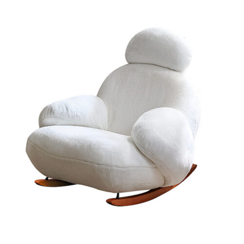 Cream-Colored Big White Rocking Chair - Living room furniture - QONKA HOME