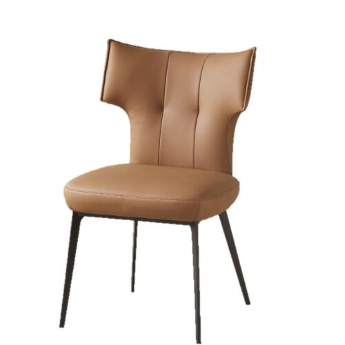 Modern Wingback Dining Chair Cat‑Scratch‑Resistant Faux Leather Upholstered Side Chair with Black Metal Legs for Home ...