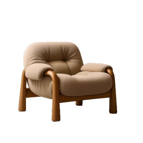 Wabi-sabi-style Solid Wood Single-Seater Sofa Chair - Living room furniture - QONKA HOME
