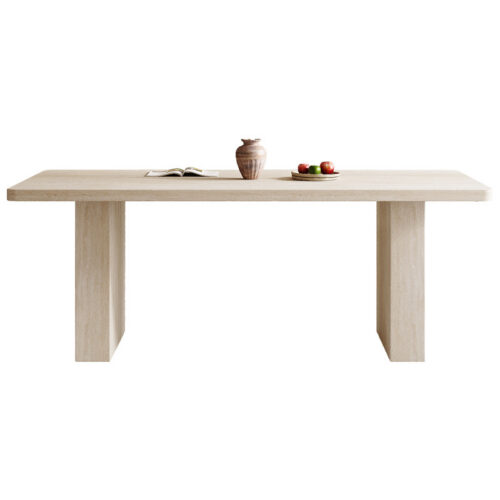 Travertine‑Effect Sintered Stone Dining Table Rectangular Cave Stone Look Slab Table for Modern Home Dining Room - Dinin...