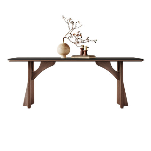 Rectangular Sintered Stone Dining Table With Solid Ash Wood Frame Modern Home Dinner Table - Dining table - QONKA HOME