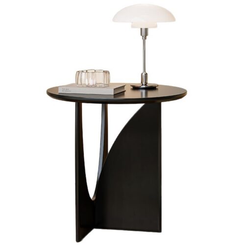 Modern Creative Solid Wood Round Side Table Hollow Design Accent End Table for Sofa Side - Bedside table - QONKA HOME