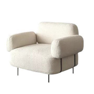 Italian-style Single-seater Sofa, French Vintage Wabi-sabi-style Lambswool - Living room furniture - QONKA HOME