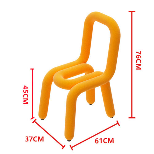 Creative Curved Tube Dining Chair Cashmere Fabric High Resilience Sponge Metal Frame Accent Chair - Dining chair - QONKA HOME