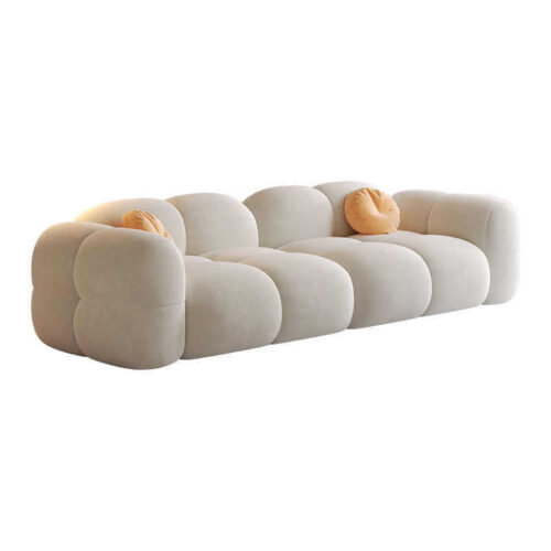 Customizable Fabric Sofa, Cream-colored, for a Small Rental Apartment Living Room - Living room furniture - QONKA HOME