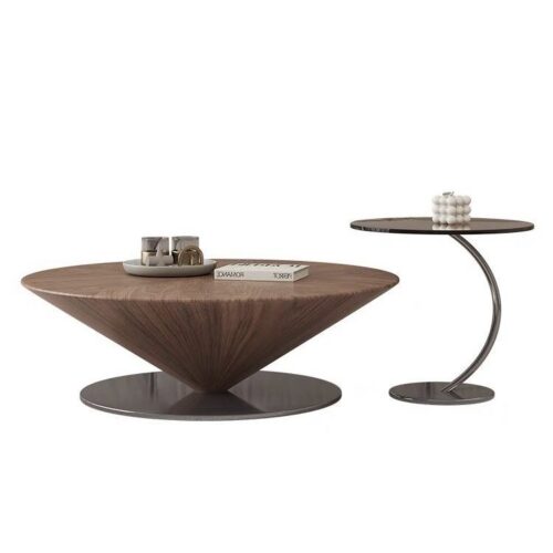 Mid-Century Walnut Coffee Table Set with Glass Side Table - Coffee table - QONKA HOME