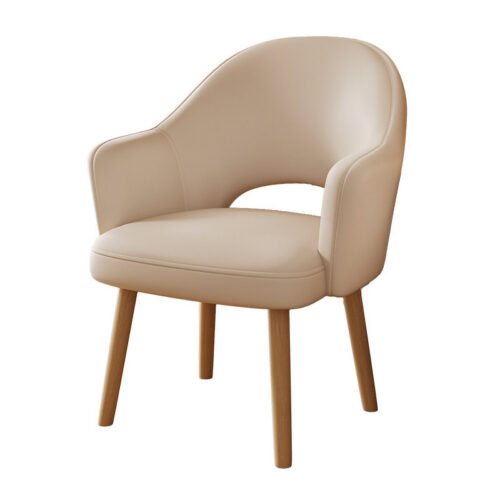 Modern Upholstered Dining Chair with Armrest Solid Wood Leg PU Leather Accent Chair for Dining Room Kitchen - Dining chair...