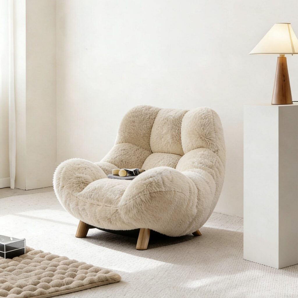 Modern Minimalist Plush Single Sofa - Living room furniture - QONKA HOME