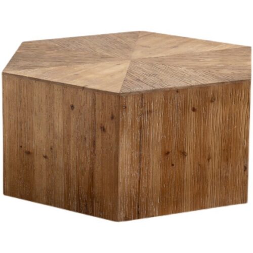 Rustic Distressed Wood Center Table Hexagonal Trapezoidal Rectangular - Coffee table - QONKA HOME