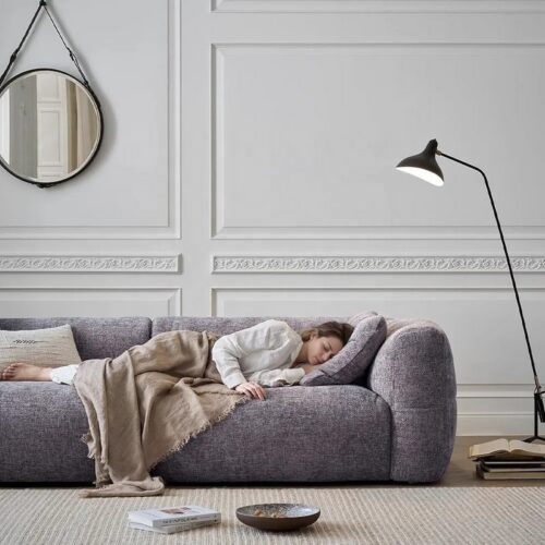 Purple Fabric 2-3 Seater Square Sectional Sofa With Cloud Comfortable Cushions - Sofa - QONKA HOME