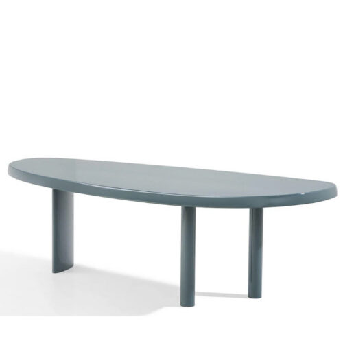 Oval Solid Pine Dining Table Matte Monochrome Finish Multi Cylinder Legs Minimalist Japandi Dining Table for Dining Room -...