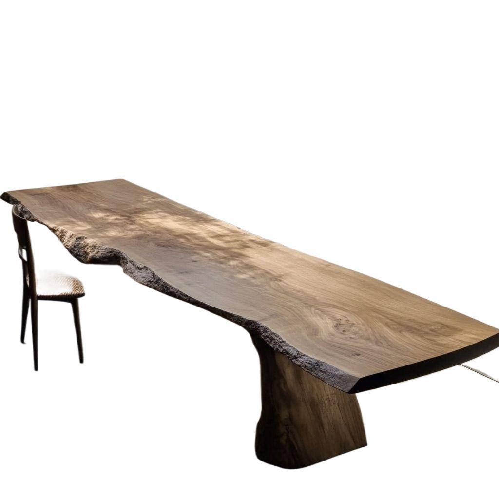 Solid pine dining table natural grain finish Fuzhou Qiankun Manufacturing Co., Ltd. live edge table