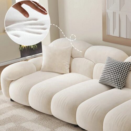 Cream White Boucle Cloud Curved Modular Sofa - Sofa - QONKA HOME