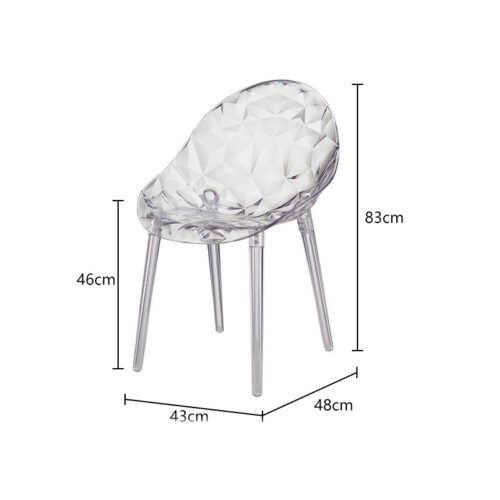 Diamond Textured Transparent PC Dining Chair Modern Crystal Clear Accent Chair Lightweight Plastic Side Chair for Dining R...