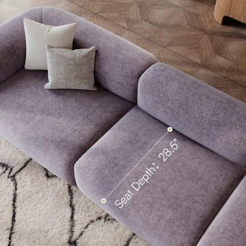 Purple Fabric 2-3 Seater Square Sectional Sofa With Cloud Comfortable Cushions - Sofa - QONKA HOME