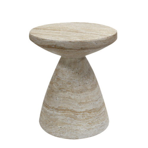 Beige Travertine-Look  End Table - Coffee table - QONKA HOME
