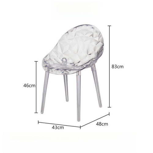 Diamond Textured Transparent PC Dining Chair Modern Crystal Clear Accent Chair Lightweight Plastic Side Chair for Dining R...