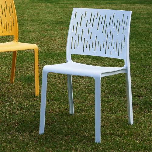 Integrated Molding Plastic Dining Chair Vertical Hollow Cutout Backrest Stackable Outdoor Side Chair for Patio Cafe Home -...