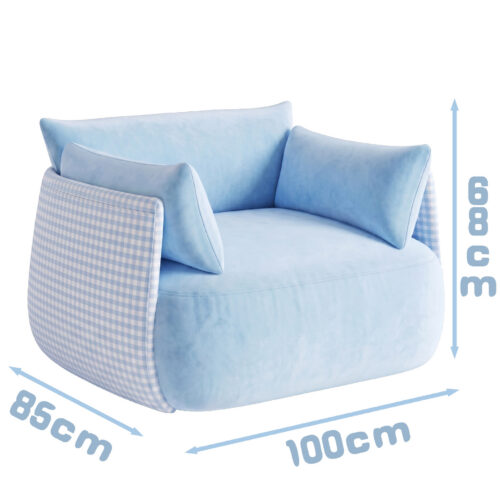 Blue Checkered Single Armchair - Living room furniture - QONKA HOME