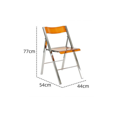 Transparent PC Folding Dining Chair Chrome Plated Metal Legs Foldable Side Chair for Home Kitchen Office Cafe - Dining cha...